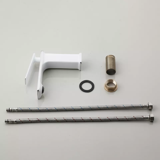 Смеситель качественный в ванную для умывальника, кран однорычажный из латуни для холодной и горячей воды Белый Каменец-Подольский