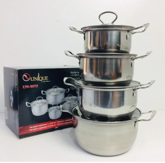 Набор кастрюль  из нержавеющей стали UNIQUE UN-5072 8 предметов Одесса - изображение 3
