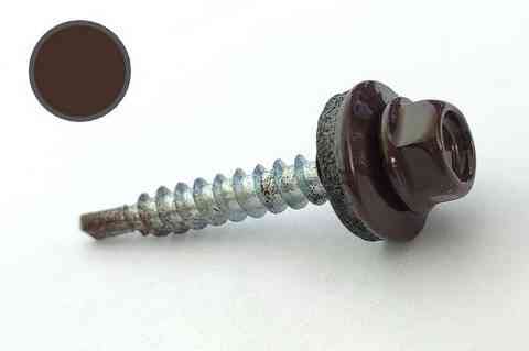 Покрівельний саморіз 4,8*35 RAL 8017 із свердлом по дереву (пач. 50 шт.) шоколадно-коричневий Харків