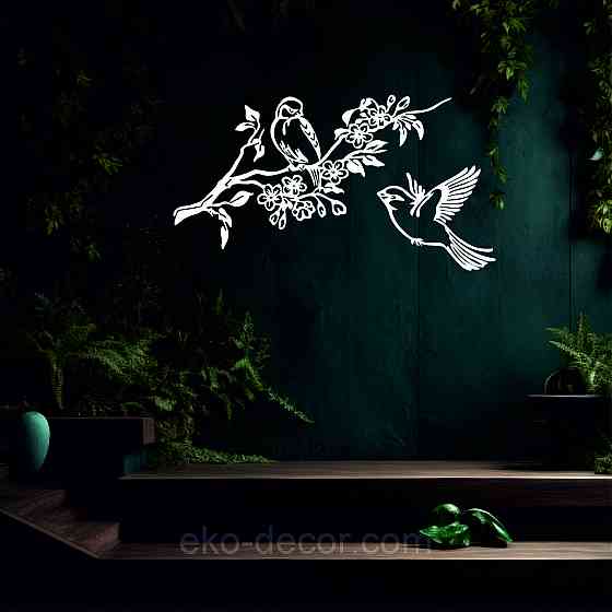 Декоративное настенное Панно «Птички», Декор на стену 90*50 см, Белый Киев