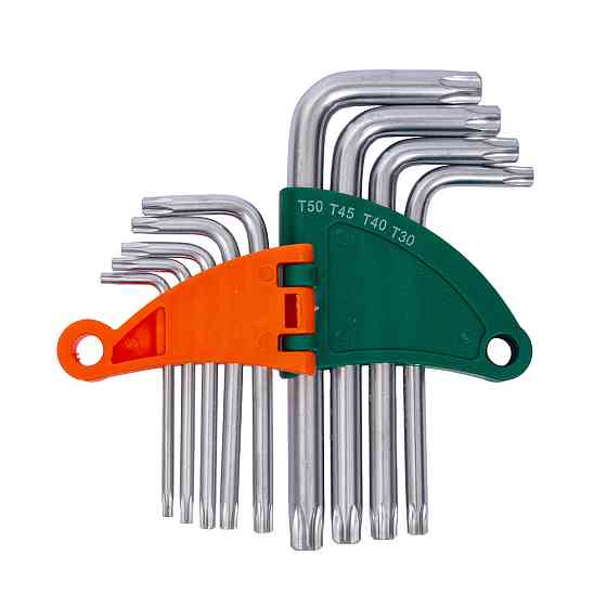 Ключі TORX 9шт T10-T50мм CrV (короткі з отвором) GRAD (4022275) Рівне
