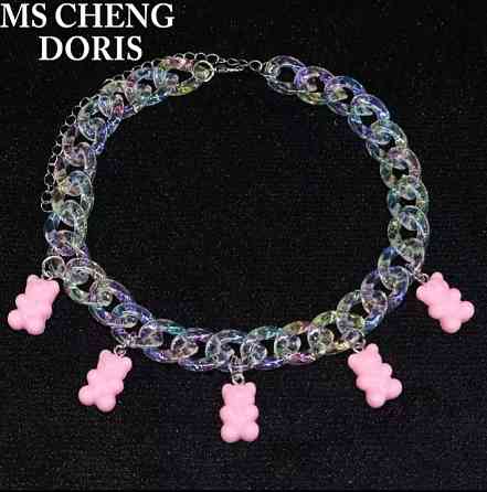 Намисто з желейними ведмедиками, рожевий - довжина 30см (+9см), смола, цинковий сплав, пластик Київ