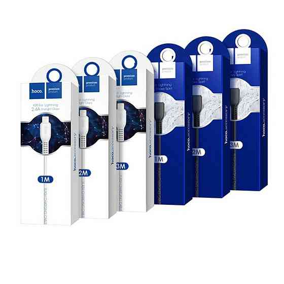 Кабель HOCO X20 USB - Lightning 2.4A, 1m, PVC, TPE конектори, колір чорний 6957531068808 Одеса
