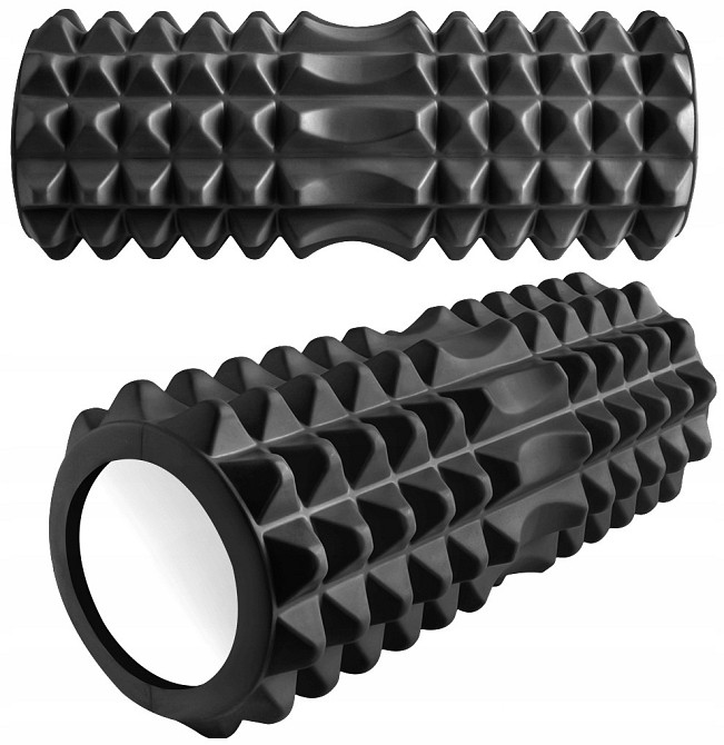 Ролик з масажними подушечками для йоги, розтяжки Trizand (23570) Black Нововолинськ - фото 1