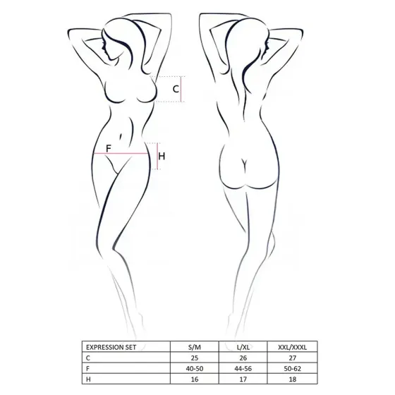 Комплект білизни Passion EXPRESSION SET XXL/XXXL, black, ліф сітчастий, спідничка і стрінги Львів