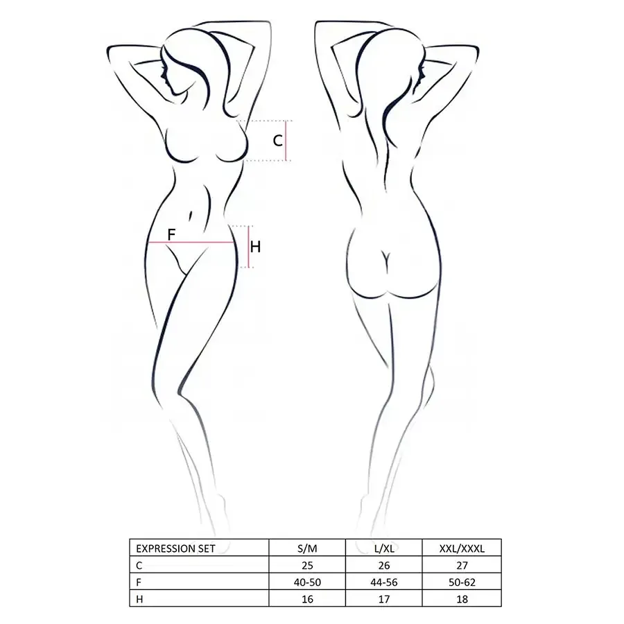 Комплект білизни Passion EXPRESSION SET XXL/XXXL, black, ліф сітчастий, спідничка і стрінги Львів - фото 3