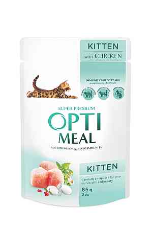 Влажный корм для котят Оптимил Optimeal с курицей в соусе (блок 12 шт x 85 г) Винница