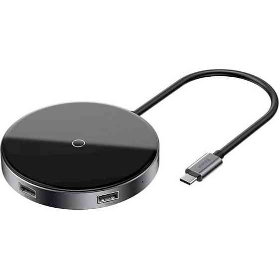 USB-Hub Baseus Circular Mirror Wireless Charger HUB (TYPE-C to USB 3.0*1+USB2.0*3/TYPE-C)Deep gray Київ