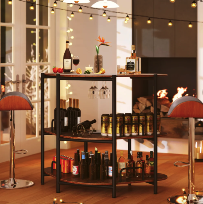 Барний стіл фуршетний Costway Wise з полицями кутовий Киев - изображение 11