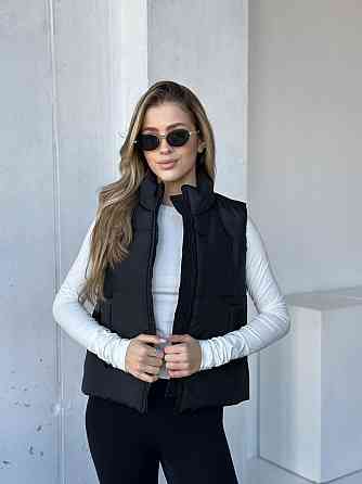 Жіноча тепла жилетка на блискавці плащівка емі на силіконі Чорний, 42/44 Одеса