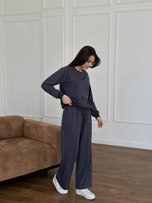 Жіночий спортивний костюм із широкими штанами Сірий M/L Харків - фото 3