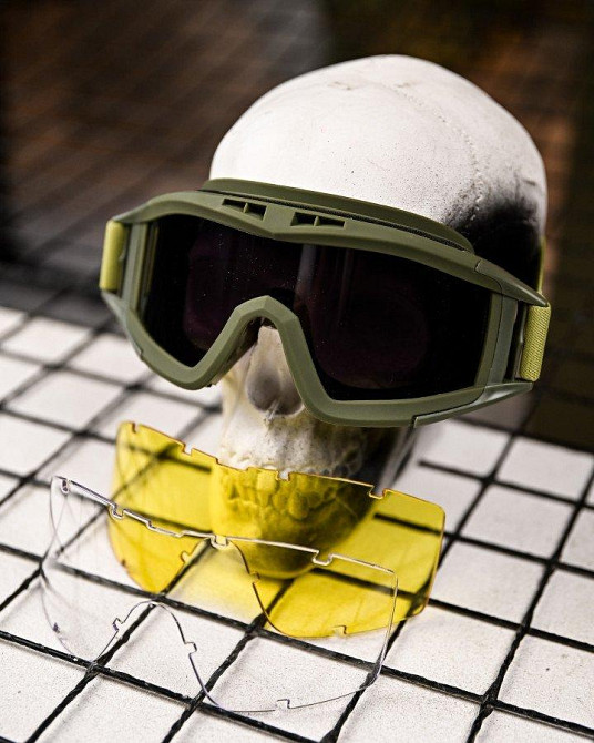 Защитные тактические очки-маска с сменными линзами  oliva ПП7847 Одесса - изображение 1