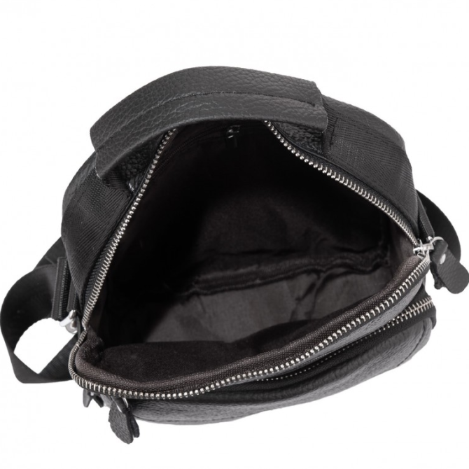 Мужская черная сумка-барсетка 18x22x8, мессендежр из натуральной кожи Tiding Bag M2237A черный Каменское - изображение 5
