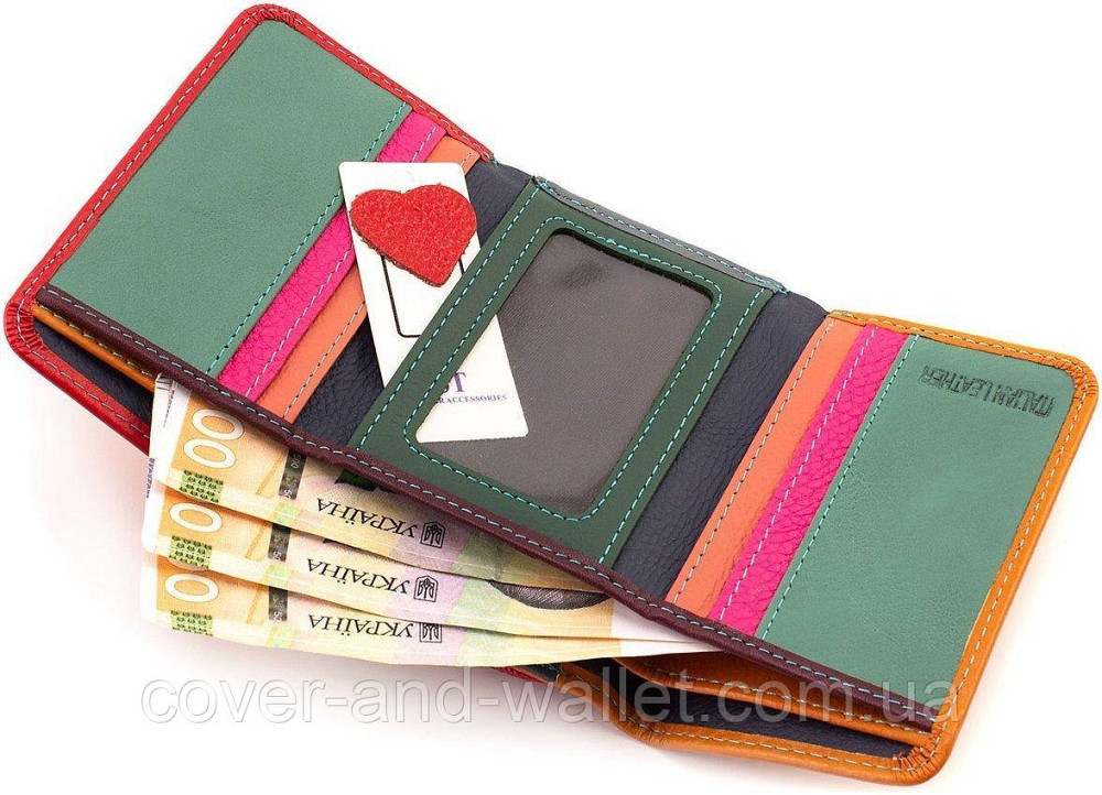 Різнокольоровий жіночий гаманець із натуральної шкіри компактного розміру ST Leather 403-1 Київ - фото 4