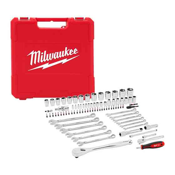 Набор головок торцевых хромированных 1/4'' и 1/2''’’ MILWAUKEE, с ключами и удлинителями (87шт) Одесса