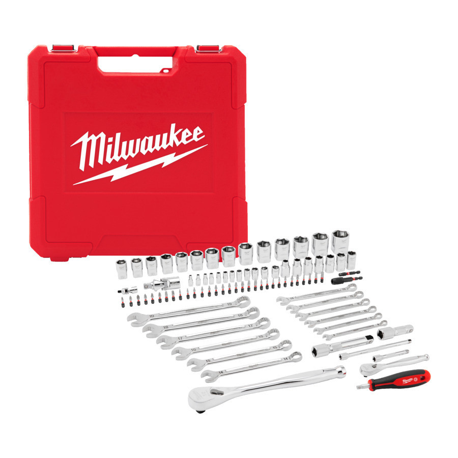 Набор головок торцевых хромированных 1/4'' и 1/2''’’ MILWAUKEE, с ключами и удлинителями (87шт) Одесса - изображение 1