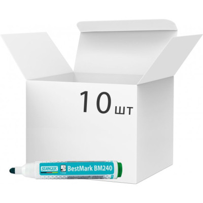 Маркер Stanger для сухостираемых досок, 1-3 мм зеленый 10 шт (MARKER-BOA-STM240G10) Винница - изображение 1
