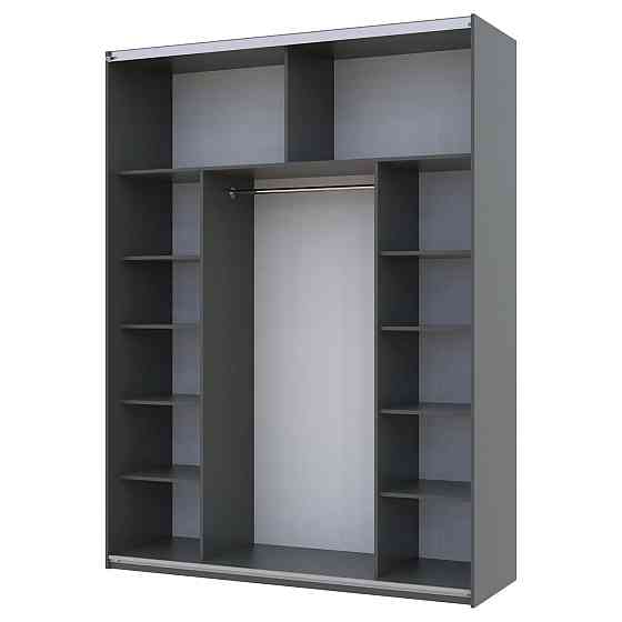 Шафа-купе двохдверна Doros G-Caiser 180х60х240 см Графіт/Дуб евок/1 Чорне скло (DRS-011228) Львів