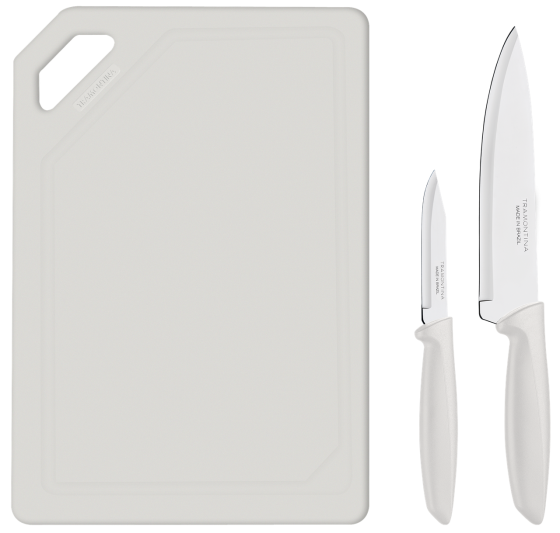 Набір ножів Tramontina Plenus light grey, 3 предмети (6747192) Київ