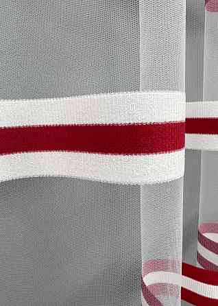 Тюль VR-Textil 1774т Фатин смуги Червоний з білим 250х270 см (42-1239) Київ