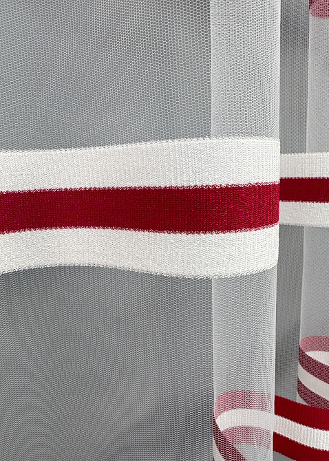 Тюль VR-Textil 1774т Фатин полосы Красный с белым 250х270 см (42-1239) Киев - изображение 6
