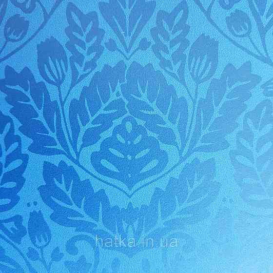 Шпалери вінілові на флізелін Caselio Mystery 0.53х10 м яскраві листя дубок темно сині на блакитному Київ