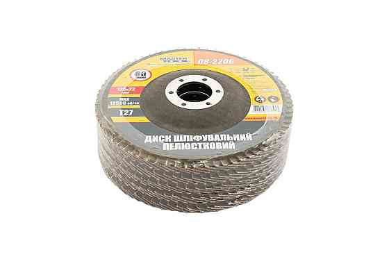 MASTERTOOL Диск шліфувальний пелюстковий MASTERTOOL Т27 зерно 60 125×22 мм 5 шт 08-2206PC Київ