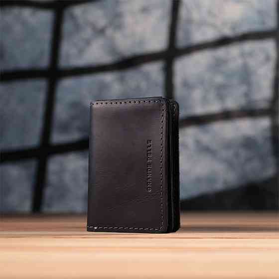 Чудова обкладинка на автодокументи у вінтажній шкірі Чорний (GRANDE PELLE) Київ