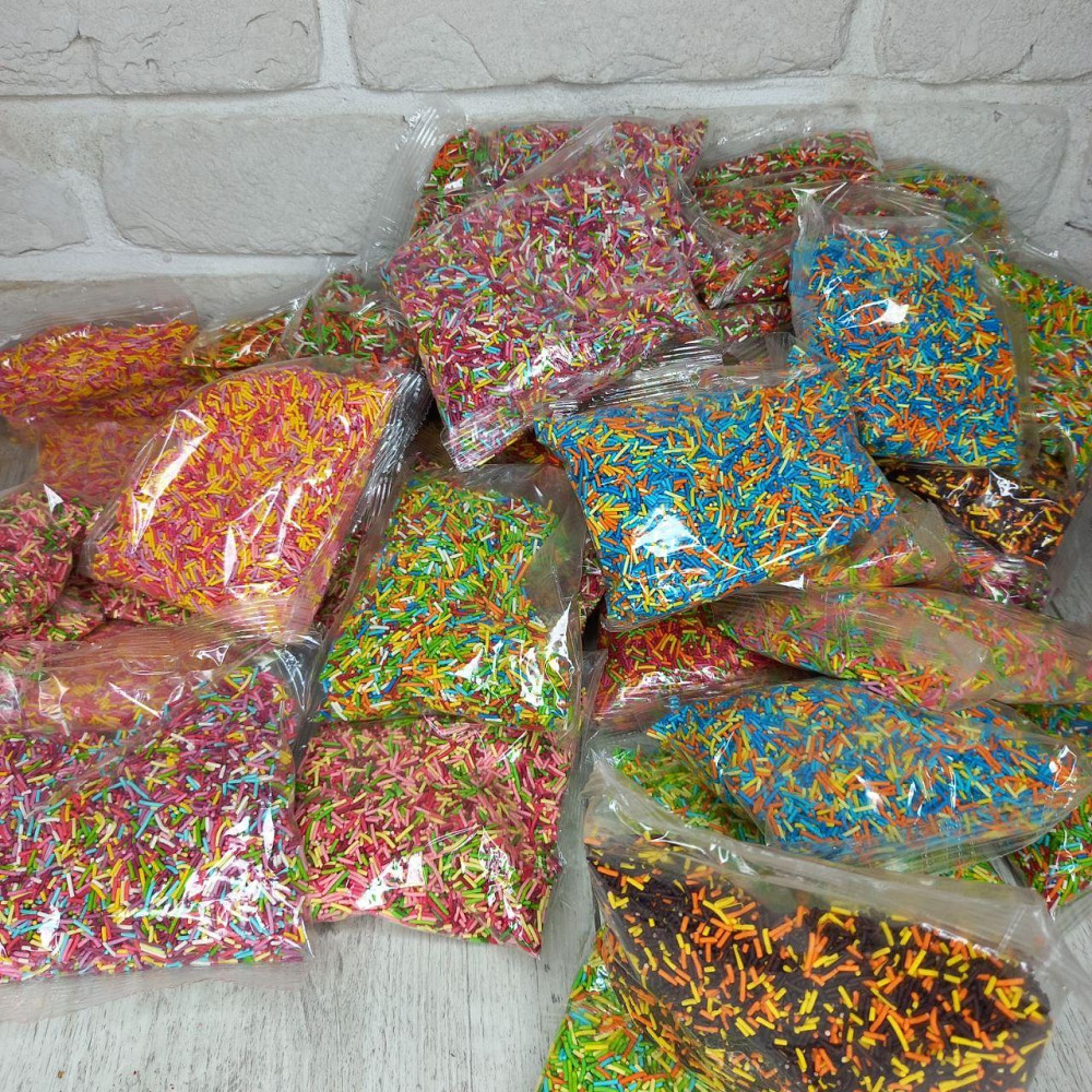 Посипка кондитерська цукрова різнобарвна «Палички» Наволода мікс, 100 г для декору випічки Харків - фото 3