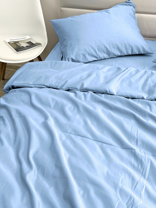 Ecotton Комплект постільної білизни Ecotton Євро 210х220 см однотонний блакитний Blue Коломия - фото 1