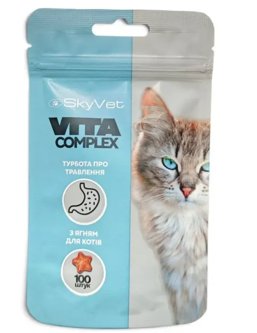 Дополнительный корм Vita Complex для кошек с ягненком (забота о пищеварении) 100 шт Винница - изображение 1