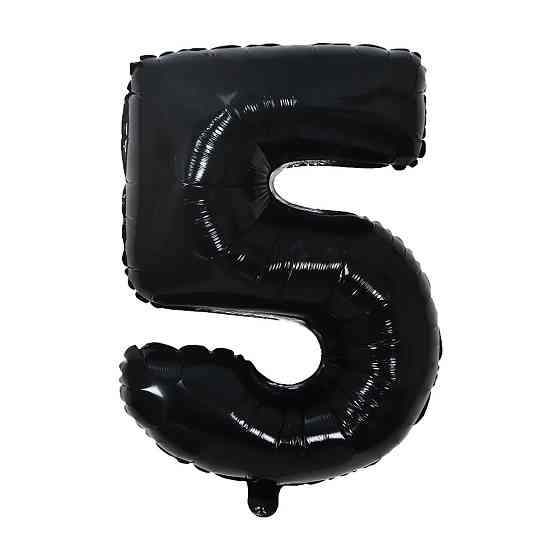 Шарик цифра 5 фольгированная 32 дюйма черный Киев