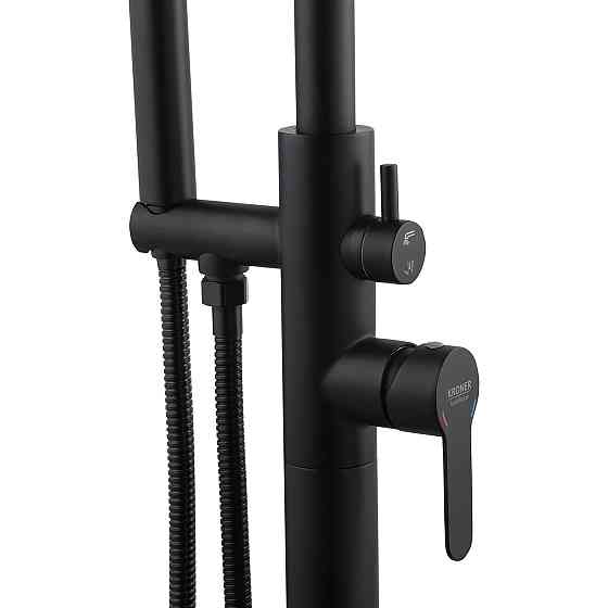 Змішувач для ванни підлоговий Kroner KRP Edelstahl Klassisch - SCH077 з душовим гарнітуром, чорний/матовий Київ