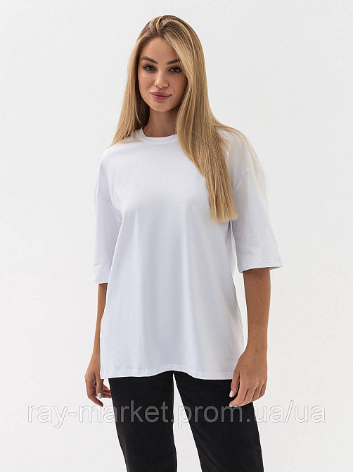 Футболка оверсайз RAY OVERSIZE женская белая (U0104W-White) L/XL Киев - изображение 1