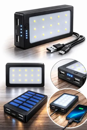 Солнечный Power Bank Solar 30000 mAh / Повербанк Solar 2xUSB с фонарком Коломыя