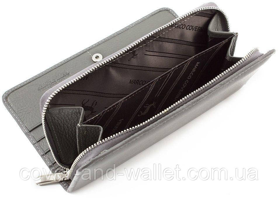 Серый кожаный женский кошелек клатч на молнии Marco Coverna MC 6056 Киев - изображение 3