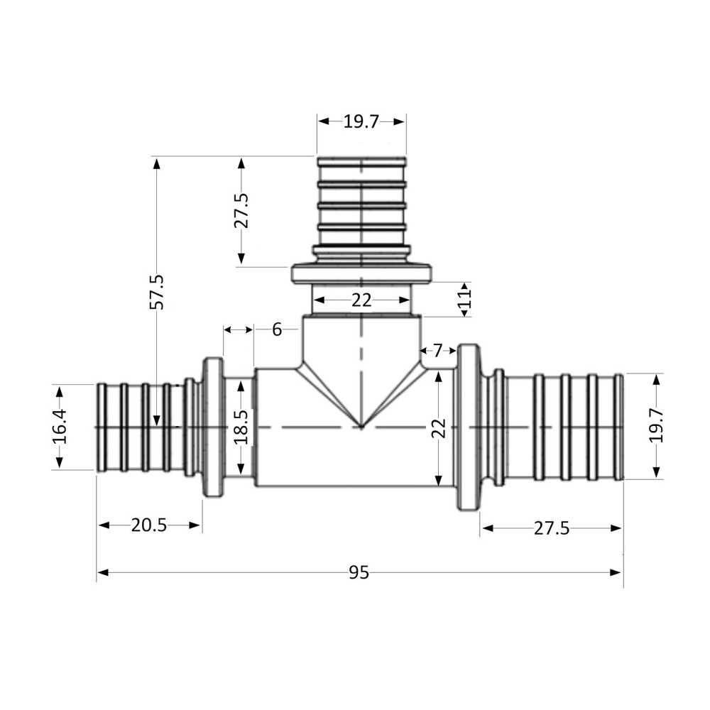 Тройник натяжной Icma №1039 d25х25х20 851039GXGXGW05 Київ - фото 2