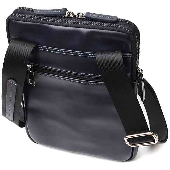 Стильная мужская сумка через плечо из натуральной кожи SHVIGEL 22142 Синяя Киев