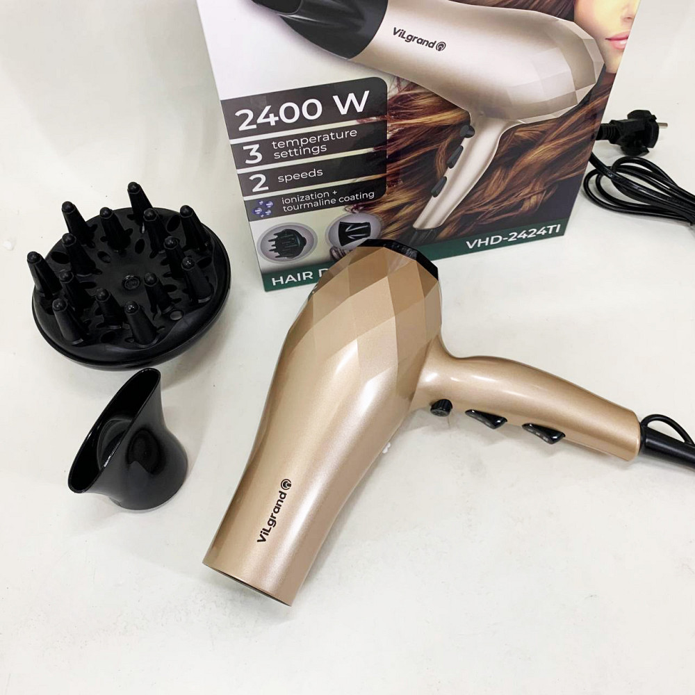 Зручний фен для укладання волосся VILGRAND VHD 2424TI 2400 Вт, Фен для дому та салону TX-50 Львів - фото 7