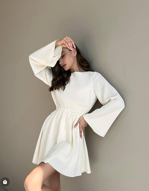 Женское романтическое мини платье с открытой спиной. Молочный Одесса - изображение 1