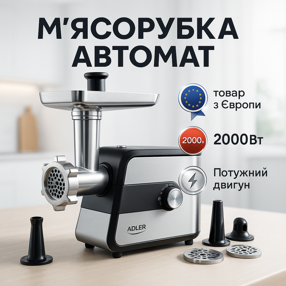 Електром'ясорубка для кухні Adler AD 4813 2000Вт, Електром'ясорубка з насадкою для ковбаси IT-40 Львів - фото 6