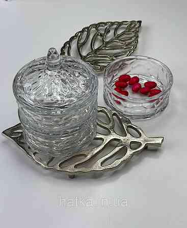 Цукорниця ємність для зберігання скляна "Тріо" 3*400 мл h 20/5 см d 12.5 см Київ