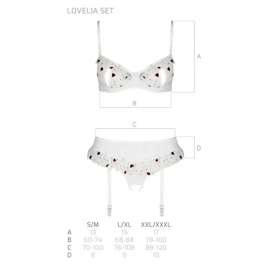 Сексуальний комплект з поясом для панчіх Passion LOVELIA SET L/XL, white Львів - фото 7