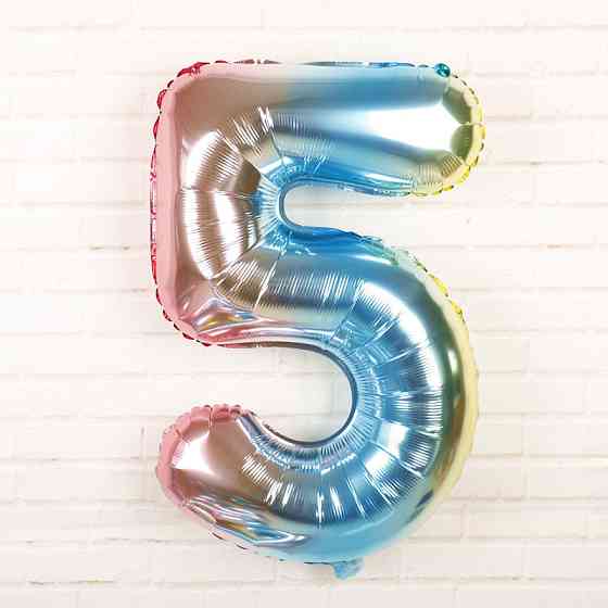 Шарик цифра 5 фольгированная 32 дюйма разноцветный Киев