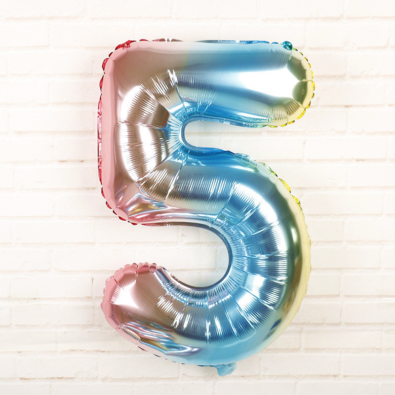 Шарик цифра 5 фольгированная 32 дюйма разноцветный Киев - изображение 2