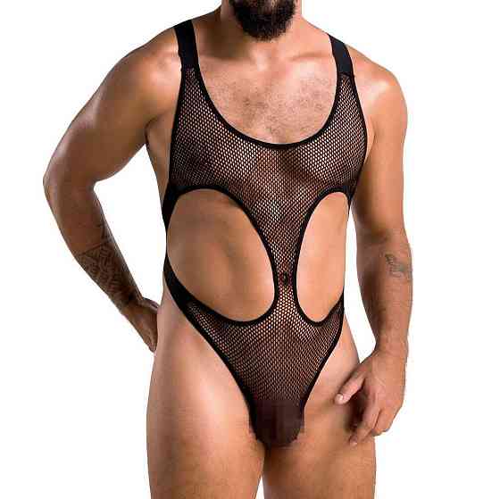 Мужское сетчатое боди Passion 040 LEON L/XL Black, сетка, резинки Sex Aura Киев