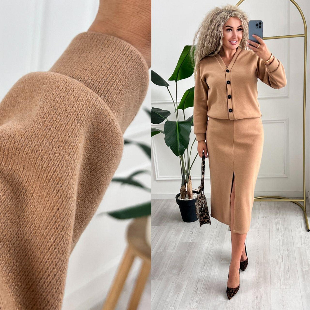 Женский невероятный костюм кардиган+юбка ангора вязка на трикотаже Кемел, 46/48 Одесса - изображение 10