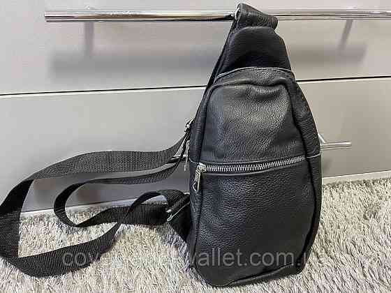 Кожаная мужская сумка-слинг через плечо PS Leather Киев