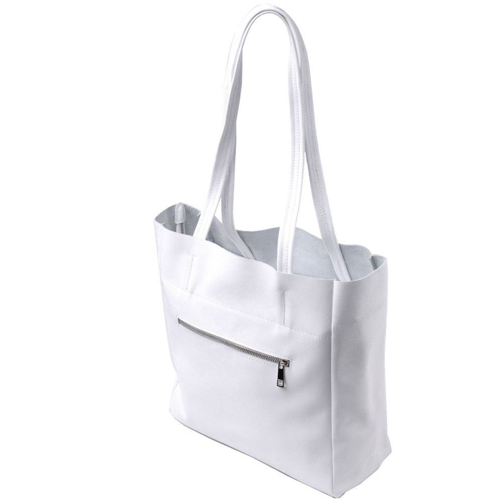 Практична сумка-шоппер із натуральної шкіри Shvigel 22844 Біла Київ - фото 2