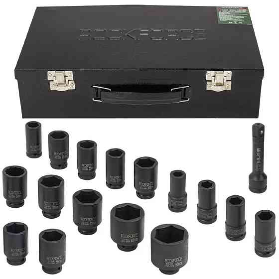 Набір глибоких ударних головок 3/4''16пр.(6гр.)(17,19,21,22,24,27,30,32,34,35,36,36-12гр,38,41,46,50мм) RockForce RF-6163-5MPB Одеса
